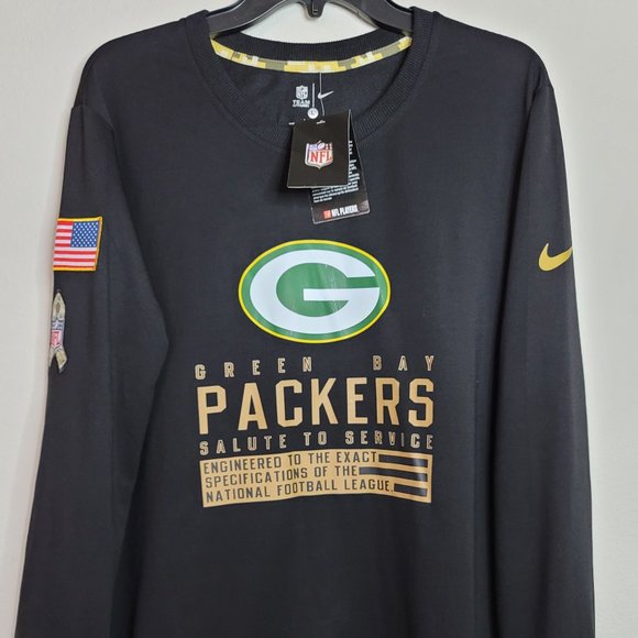 NWT Green Bay Packers NFL Salute To Service Long Sleeve Mens Black Shirt Size L - Picture 3 of 12